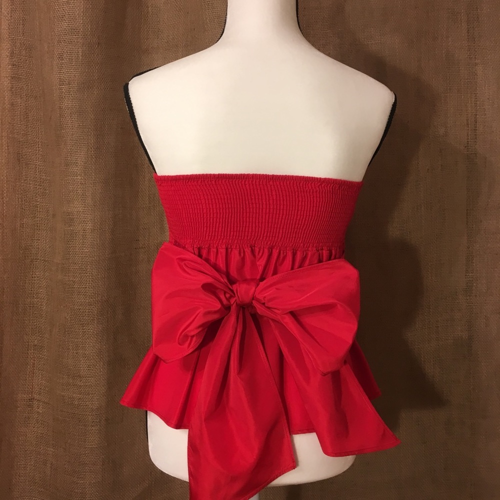 Red Strapless Top - Picture 3 of 8